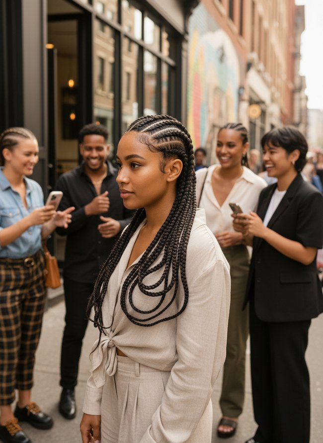 Curved Stitch Cornrow Braid