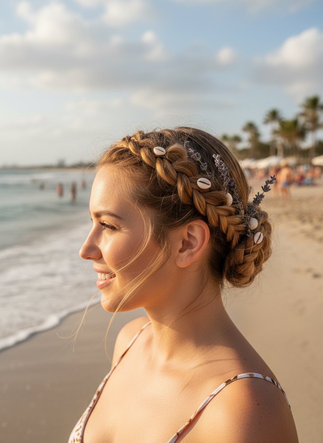 Seaside Dutch Braid Updo