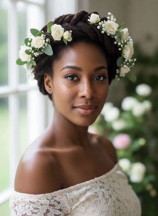 Floral Loc Halo Braid