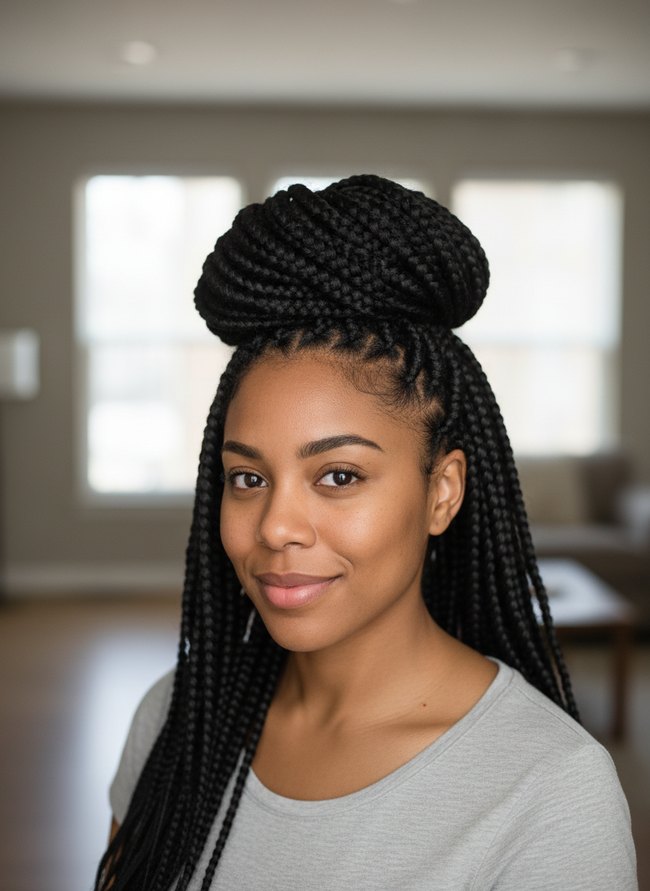Jumbo Box Braid Styling