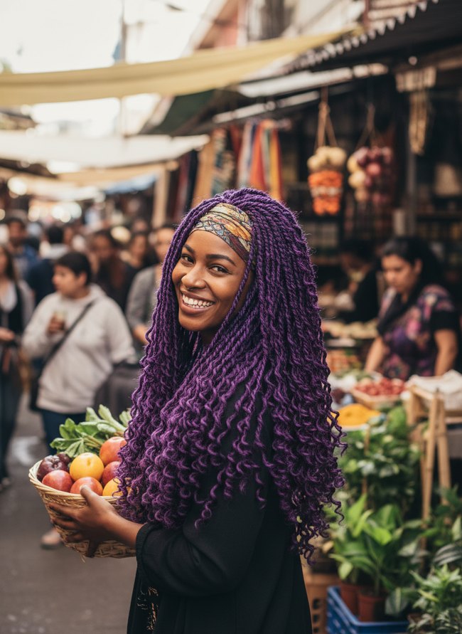Deep Violet Curly Twists