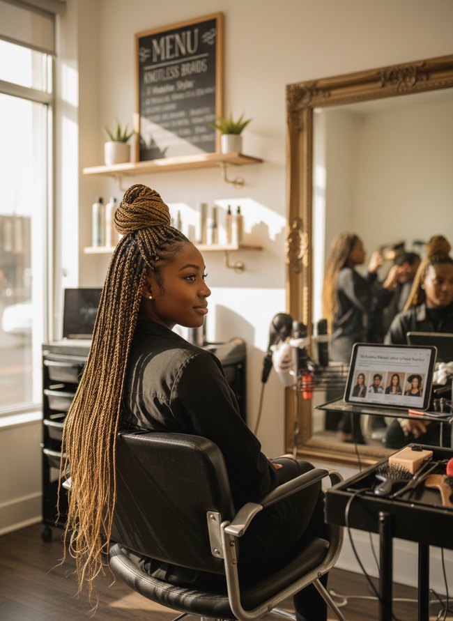 Blonde Highlight Knotless Braids