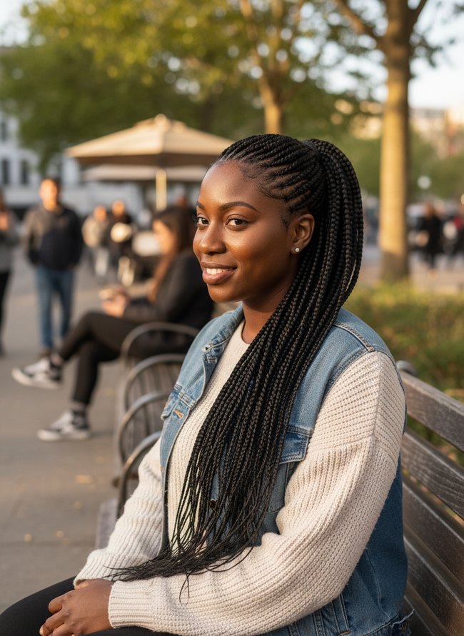 Braided Cornrow Ponytail Look