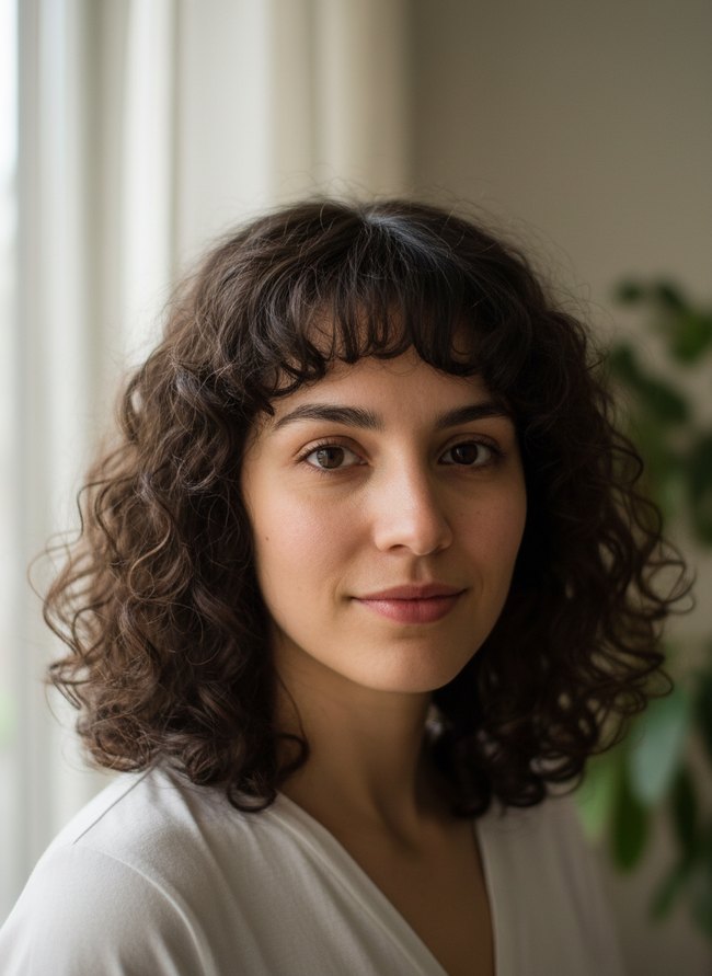 Curly Bangs Style
