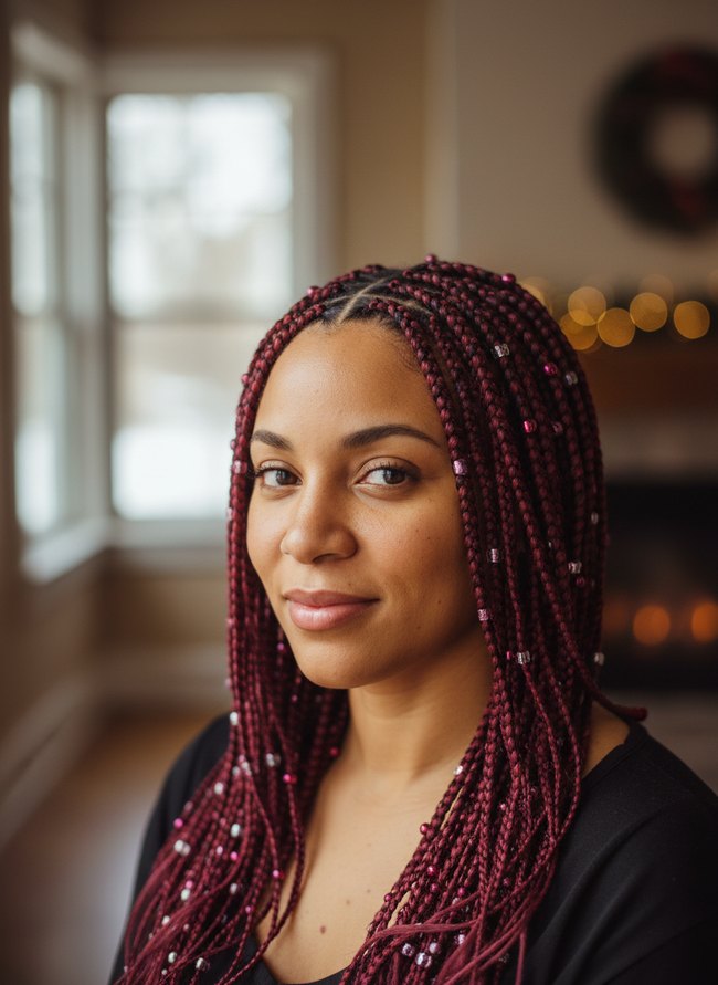Garnet Beaded Cornrow Glam