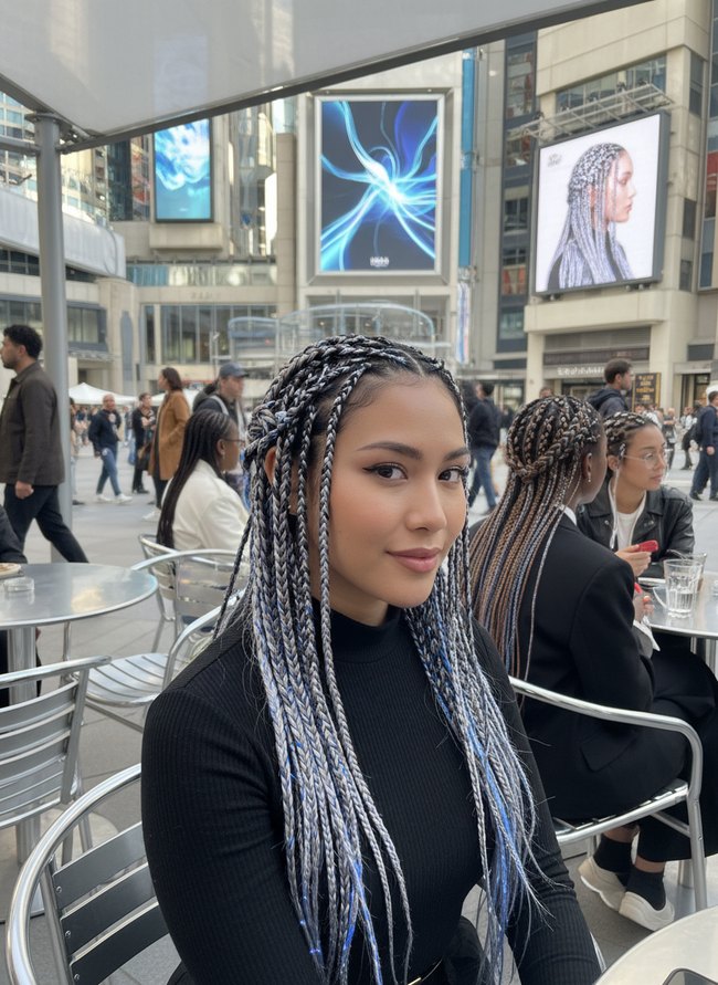 Futuristic Metallic Root Braids