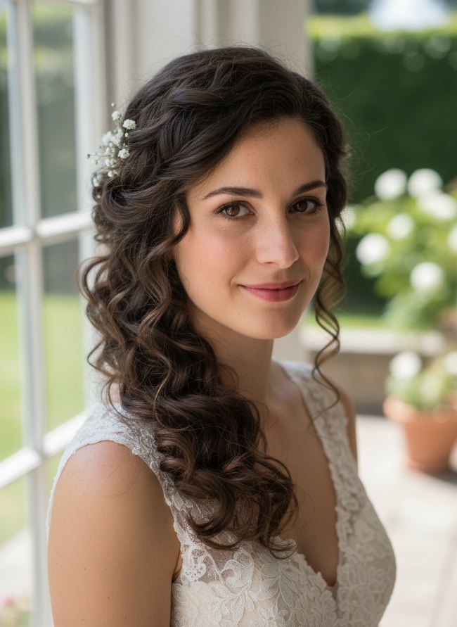 Glamorous Side Swept Curls