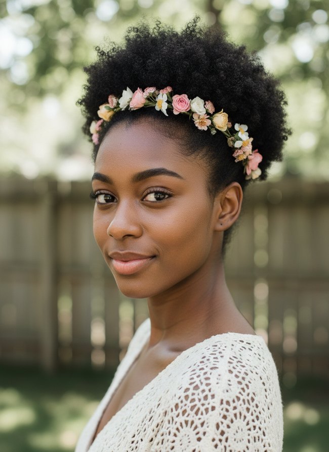 Afro Puff With Blooms