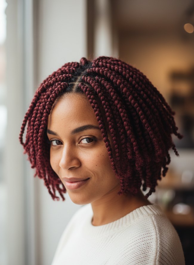 Burgundy Twisted Bob