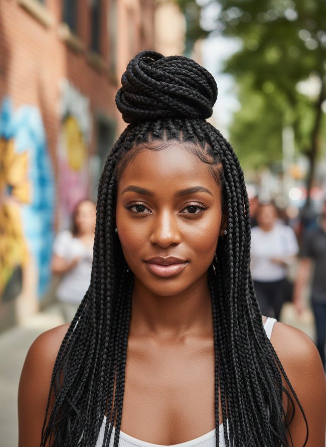 Half Up Knotless Braids