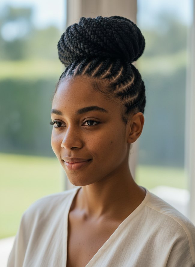 Cornrowed Bun Design