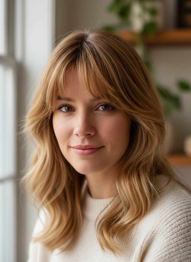 Textured Side Swept Bangs