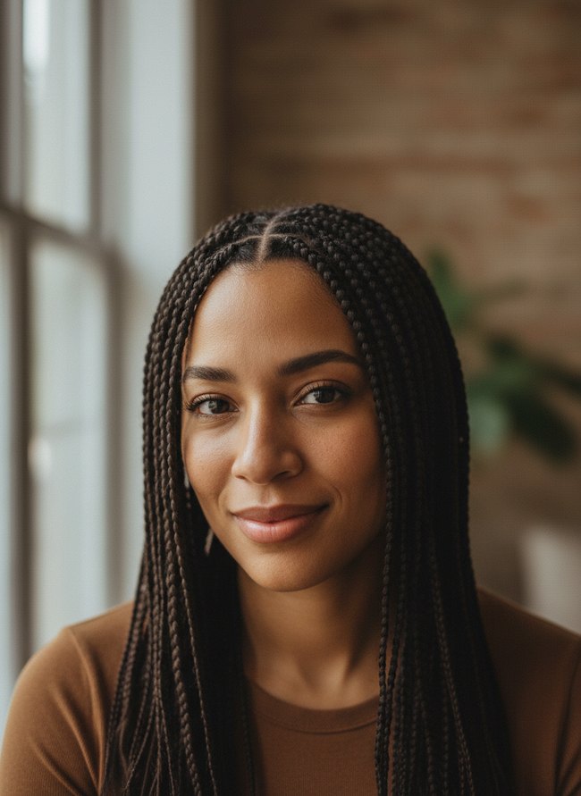 Shoulder-Length Box Braid Elegance