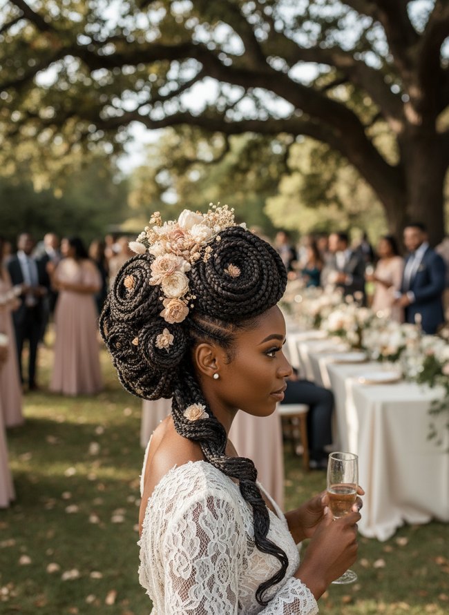 Sculpted Floral Cornrow Updo