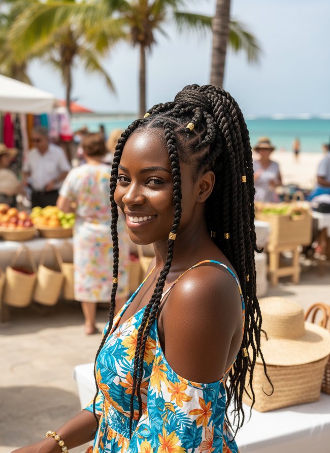 Twisted Front Cornrow Look