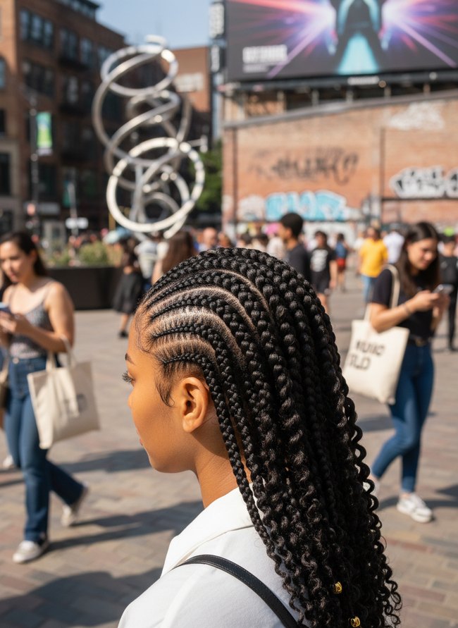 Angled Mohawk Cornrow Twist