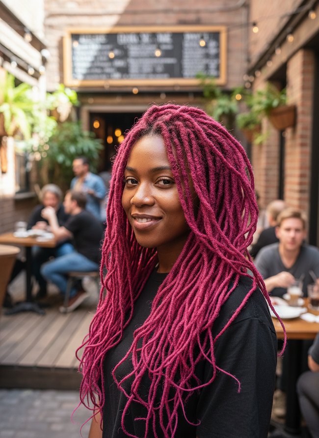 Vibrant Fuchsia Freeform Locs