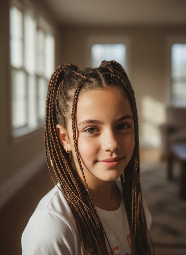 High Ponytail Braids Cuffed