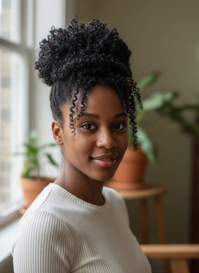 Spiral Curl High Bun