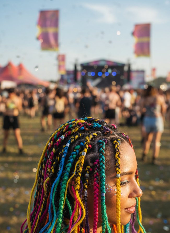 Colorful Yarn Wrapped Braids