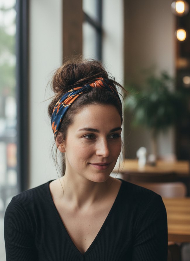 Messy Bun With Scarf