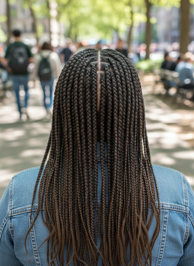 Layered Box Braid Detail