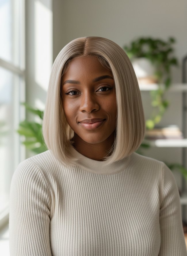 Platinum Blonde Lob