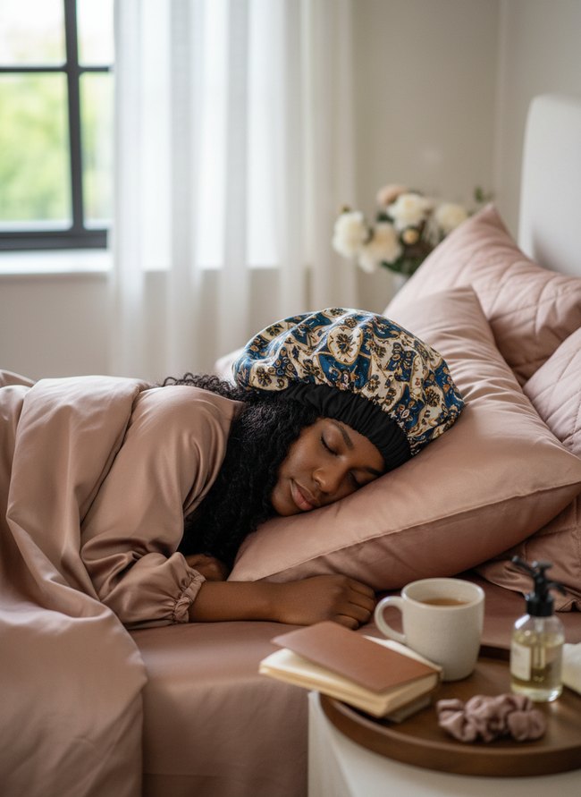 Printed Silk Pillow Bonnet