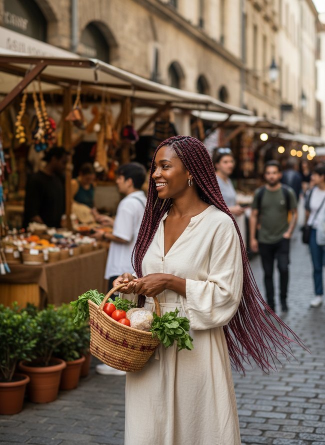 Burgundy Highlighted Braids