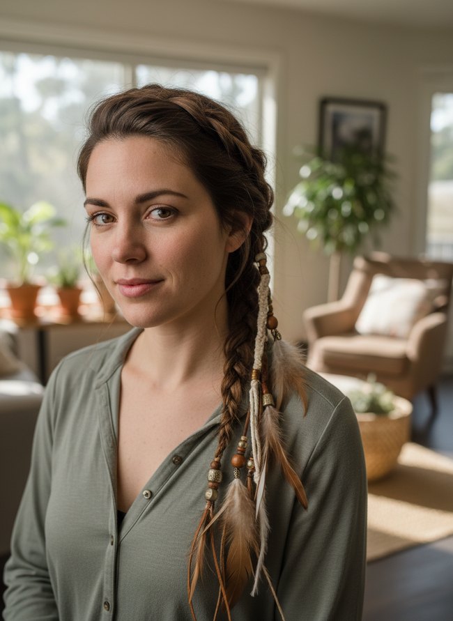 Boho Feather Braid Dangles