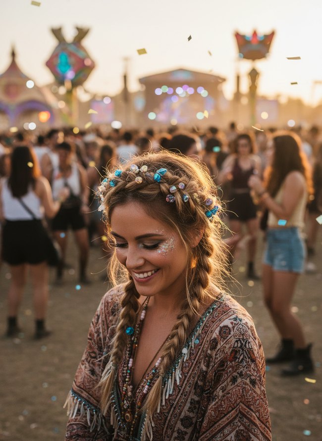 Jeweled Halo Crown Braid