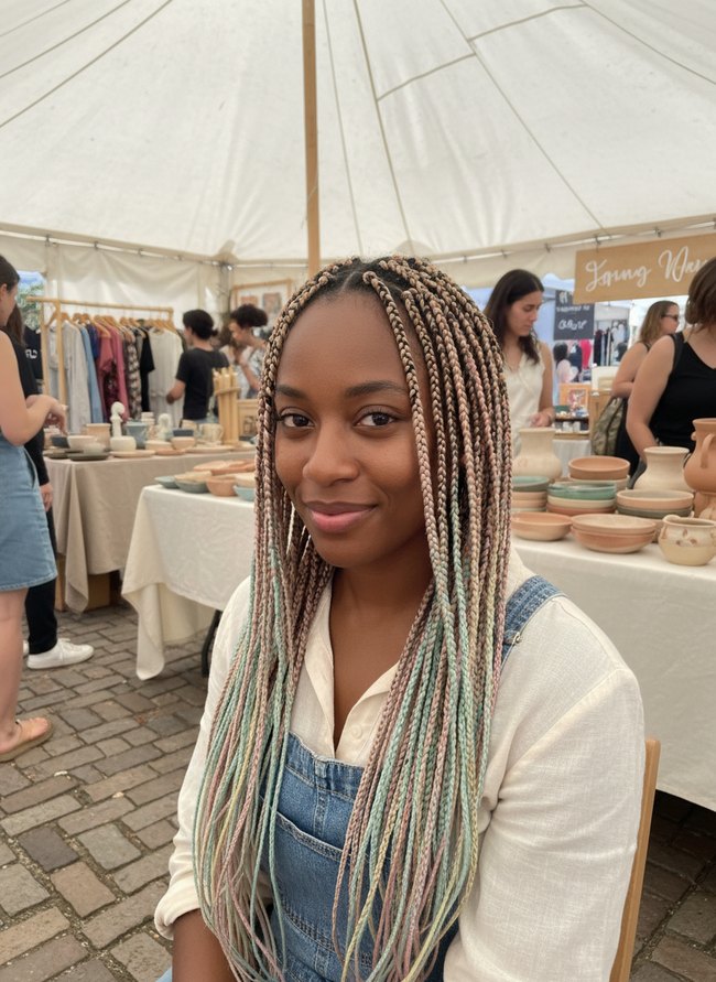 Pastel Rainbow Braided Locs