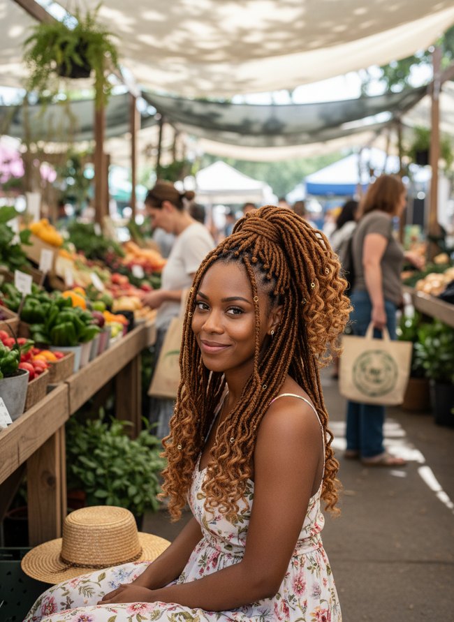 Faux Locs With Ringlets
