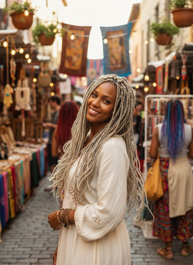 Ash Blonde Bohemian Locs