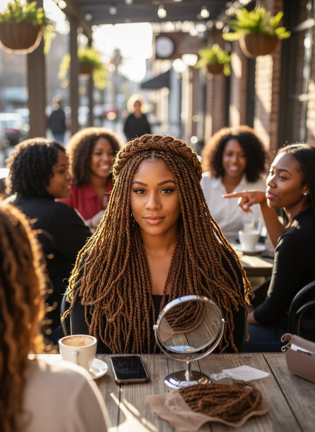 Faux Locs Crown Braid