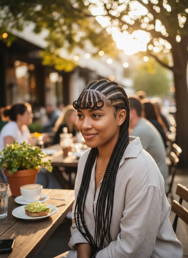 Front Cornrow Bangs Detail