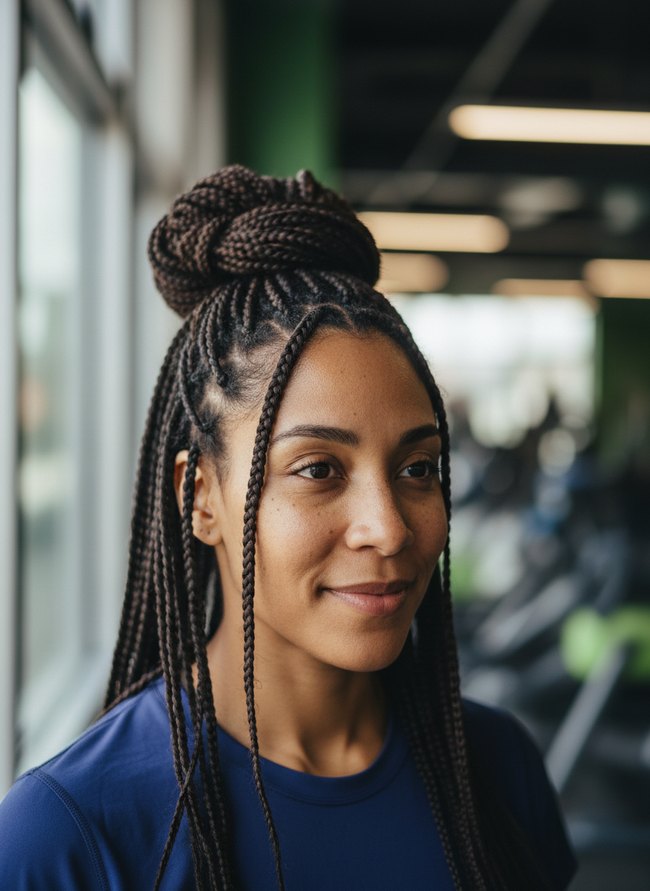 Box Braid Half-Up