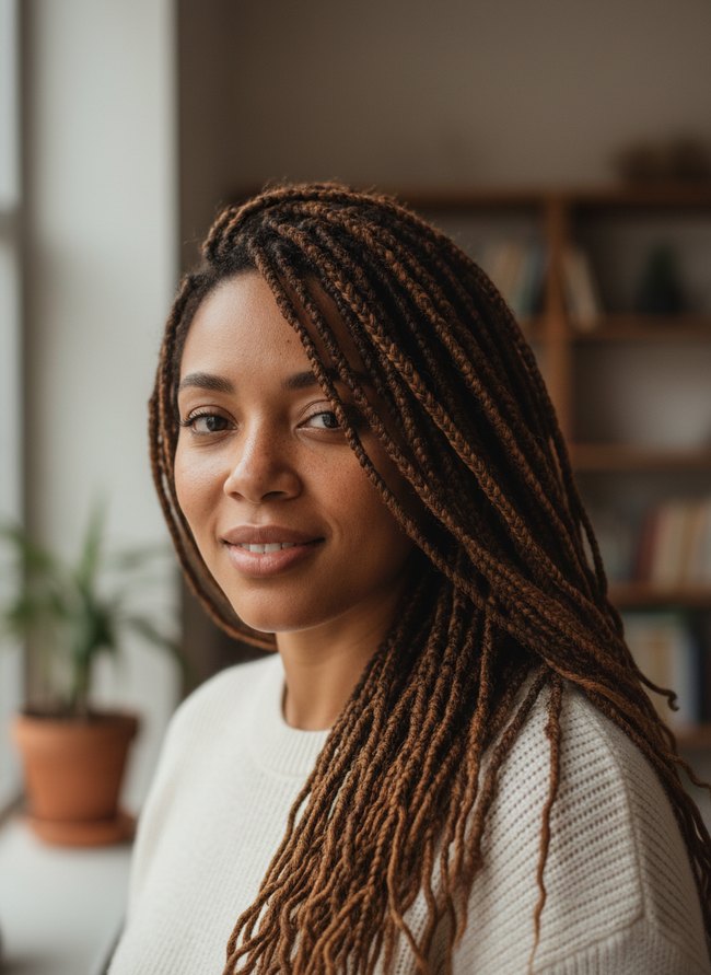 Side-Swept Bang Locs