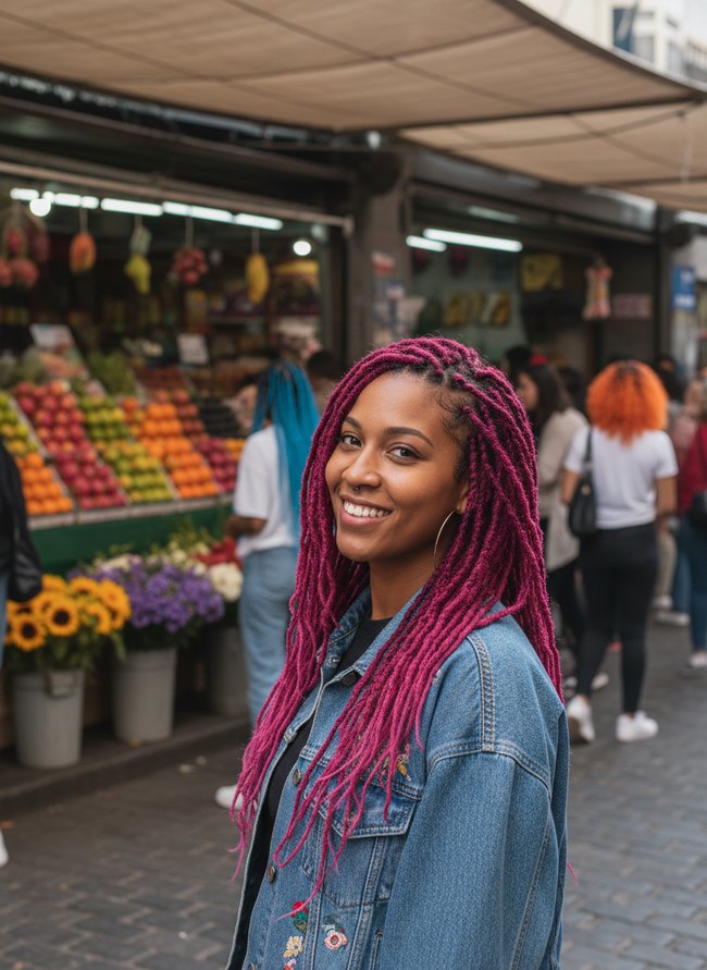 Magenta Root Shadow Locs