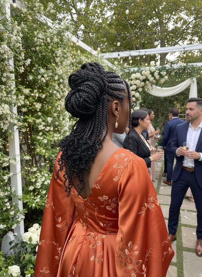 Dynamic Fishtail Cornrow Updo