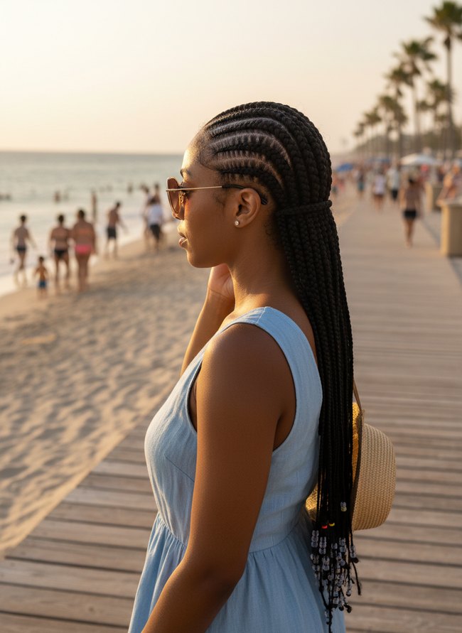 Parallel Stitch Cornrow Style