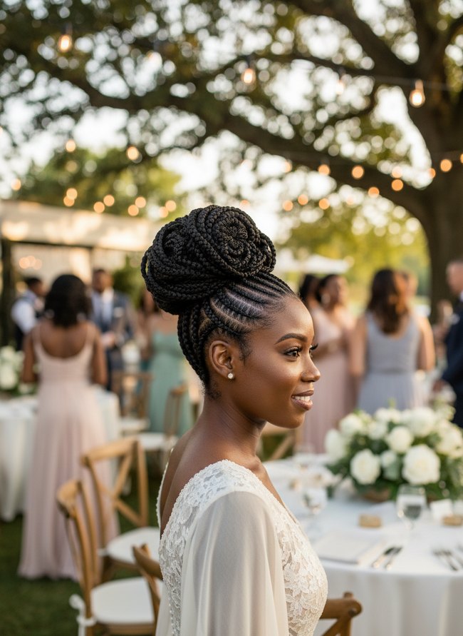 Ornate Petal Cornrow Updo