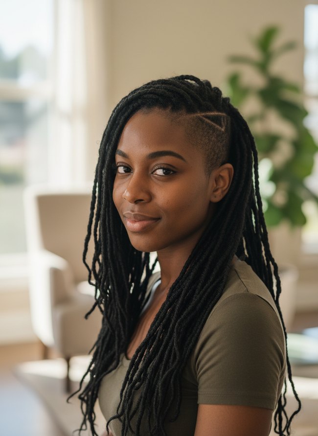 Angled Shaved Side Locs