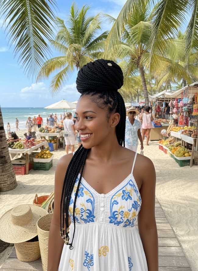Ghana Braids High Bun