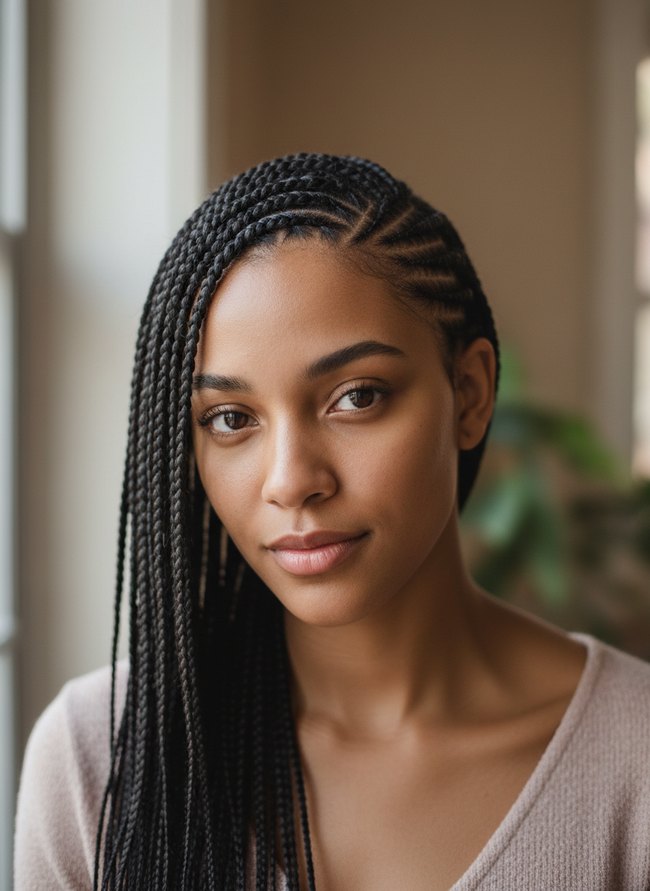 Cornrowed Side Part