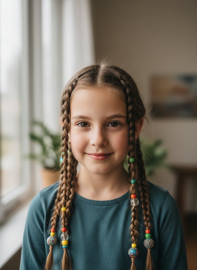 Braided Pigtails With Beads