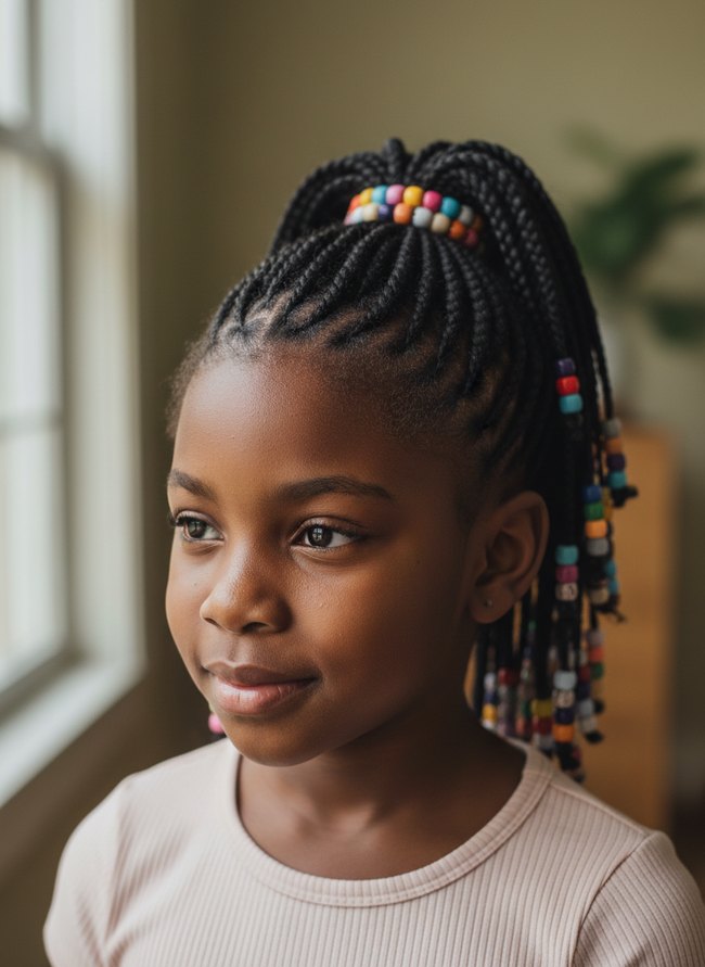 Beaded Cornrow Ponytail