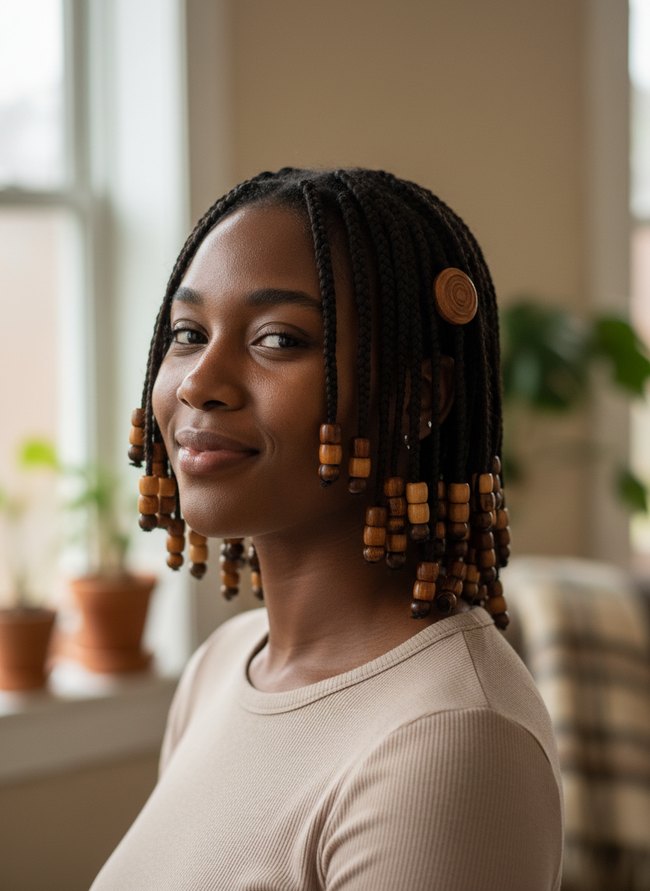 Wooden Bead Micro Braids