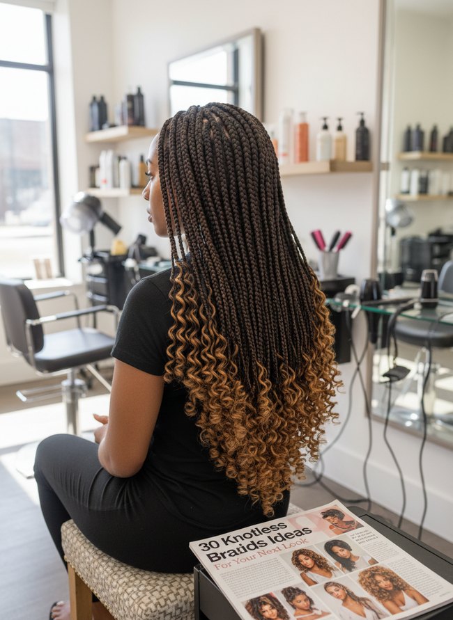 Knotless Braids With Curls