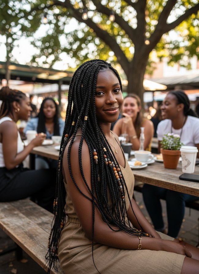 Beaded Knotless Braids Style